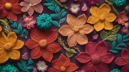 Fotobehang flowers on a fabric © Nguyen