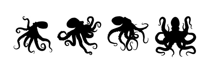 octopus silhouette - vector illustration © KR Studio