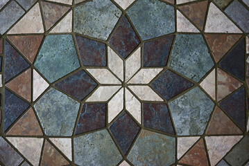 Mosaic of tiles as decorative element of the floor