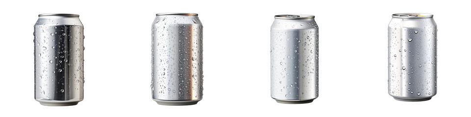 Aluminum soda can with water drops  Hyperrealistic Highly Detailed Isolated On Transparent Background Png File - obrazy, fototapety, plakaty