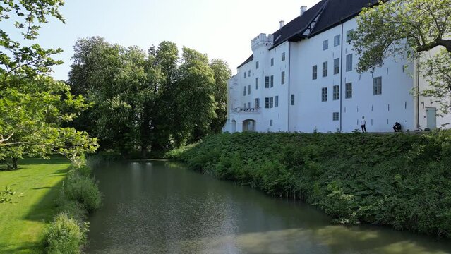 Old Dragsholm Castle in Denmark with an amazing view of the coast and agriculture,