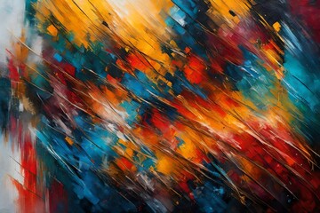 Abstract art background. Oil painting on canvas. Multicolored bright texture. Fragment of artwork....