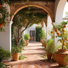 An Andalusian patio an orange grove outside Moorish
