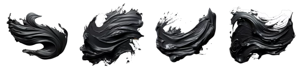 Foto op Canvas black paint strokes  Hyperrealistic Highly Detailed Isolated On Transparent Background Png File © Wander Taste