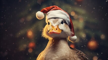 An adorable duck dressed appropriately for the upcoming holidays - obrazy, fototapety, plakaty