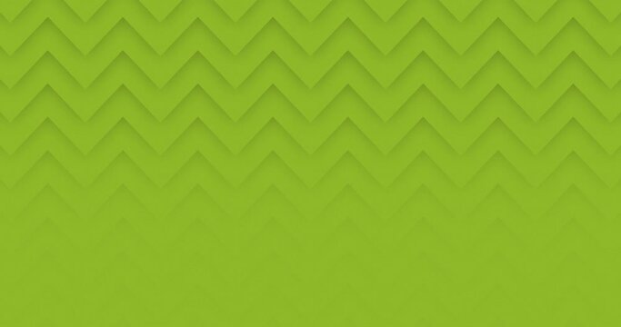 Abstract Animated zigzag pattern moving from up to down and fading with background. Animated white zig zag shapes with shadow over parrot green color background. Minimalistic flat animation pattern