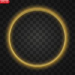 Gold luminous frame. Festive template for text. Gold border for festive texts. Set is a light frame of different shapes. PNG.