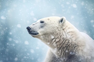 Polar bear in a blizzard
