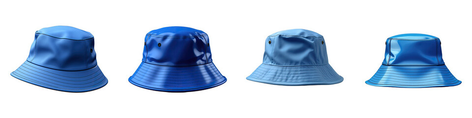 Blue bucket hat  Hyperrealistic Highly Detailed Isolated On Transparent Background Png File
