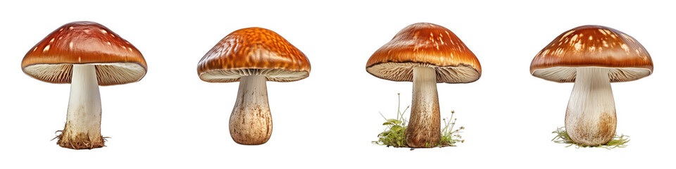 Boletus mushroom  Hyperrealistic Highly Detailed Isolated On Transparent Background Png File