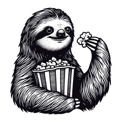 sloth with a popcorn bucket funny sketch © Satoru Sketches