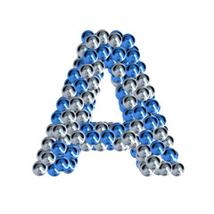 Symbol of blue and silver spheres. letter a