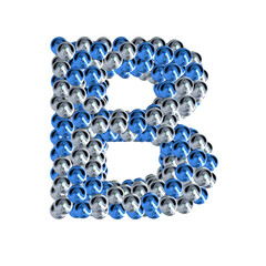 Symbol of blue and silver spheres. letter b