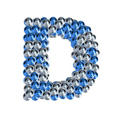 Symbol of blue and silver spheres. letter d