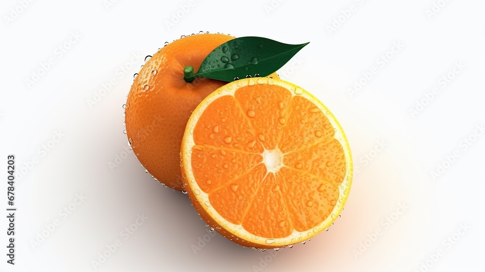 Wall mural orange fruit isolated on white background