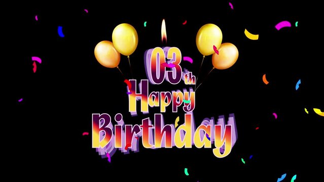 Happy Birthday 3th Celebration Colorfull Fireworks Logo Design Videos