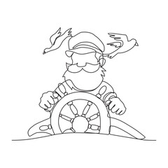 One continuous line drawing of Sailor vector illustration. a person who works on a ship or sails a boat. Sailors are responsible for operating and maintaining the ship, as well as for navigating.