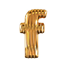 Gold symbol with vertical ribs. letter f