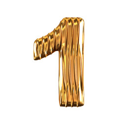 Gold symbol with vertical ribs. number 1