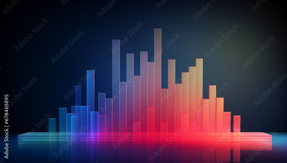 Poster minimalistic wallpaper with colorful translucent bar chart diagram. business concept for data analys