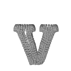 Symbol made of gray cubes. letter v