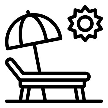 beach chair sun umbrella outline icon clip art preview