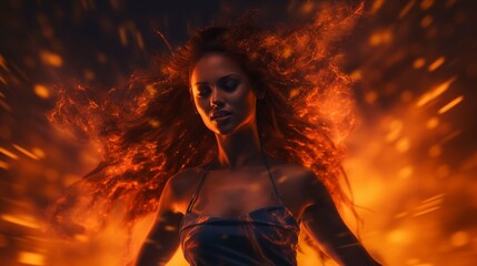 portrait of a woman in a fire