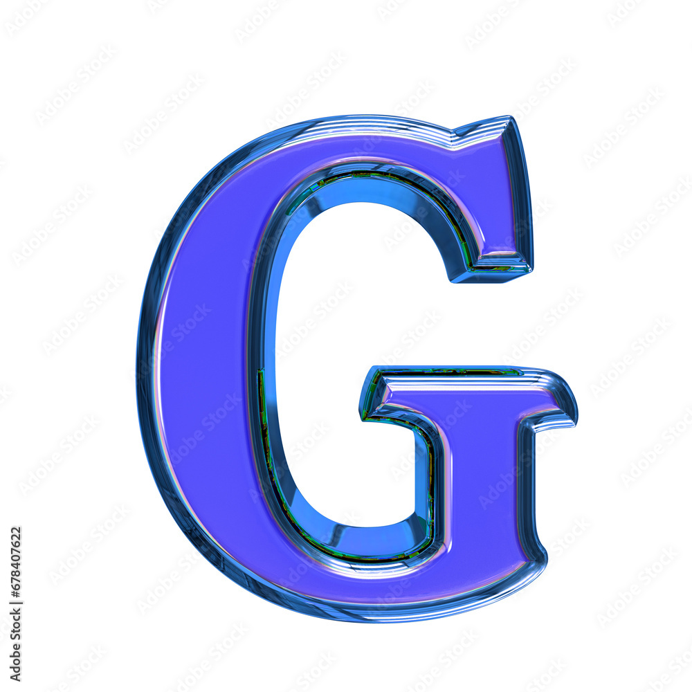 Wall mural blue symbol in a blue frame. letter g