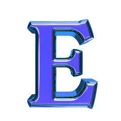 Blue symbol in a blue frame. letter e