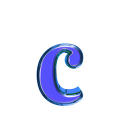 Blue symbol in a blue frame. letter c