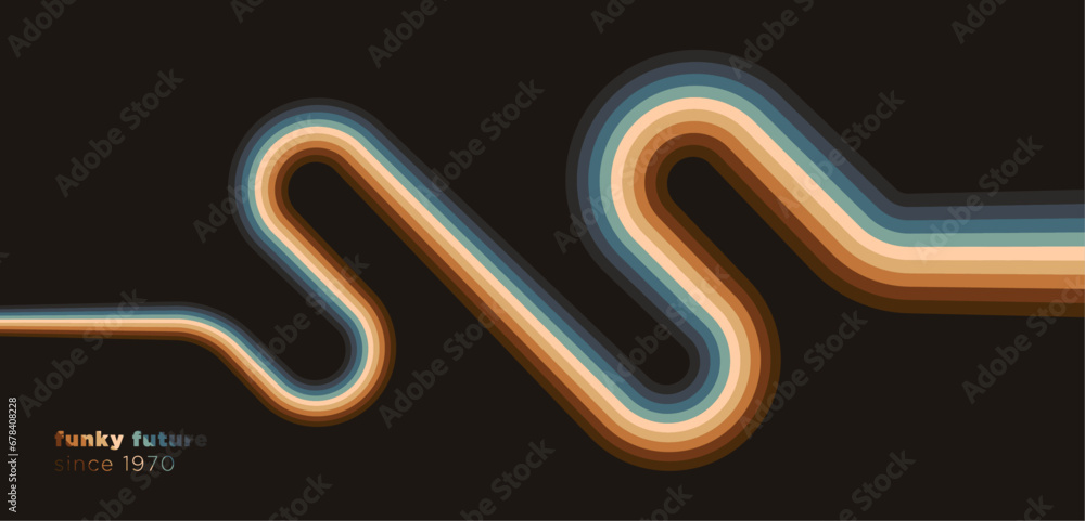 Aufkleber futuristic retro background in abstract 70's style design with colorful lines. vector illustration.