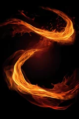 Fototapete Rund Fire Swirl Trial Effect on Black Background © Bo Dean