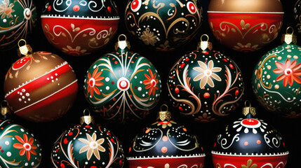 Fototapeta na wymiar Christmas ornaments on a black background. Christmas decorations. Close-up.