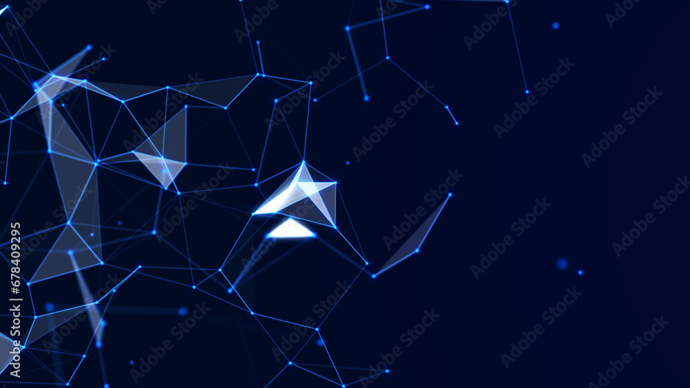 Poster network connection technology blue background. abstract light structure with points and lines. big d
