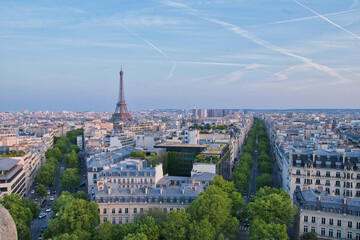 Fototapeta na wymiar Atardecer con vistas a la torre Eiffel