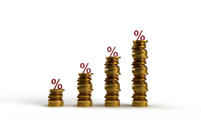 coin golden yellow orange color percent growth up financial investment marketing interest rate usa us currency banking price money dollar debt increase economy wealth loan stock tax industry deposit 