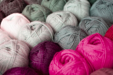 Multicolored skeins yarn, wool threads for knitting needles and crochet, for materials on textile...