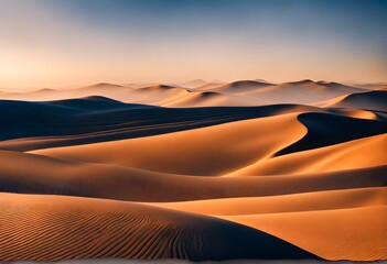 Fototapeta na wymiar Sunset in the desert. Sand dunes. Illustration, template, poster, banner, background, postcard
