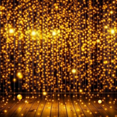 Naklejka premium Festive New Year luxury background. Garlands, many small blurry glowing bright lights. Bokeh effect. Design for wallpaper, presentation, advertising, flyer, website, menu, booklet, postcard, poster.