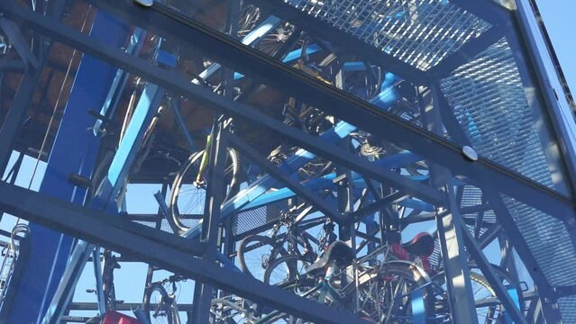 covered electric bicycle parking a lot of bicycles