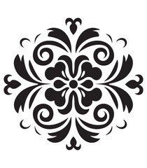 Ornamental round flower pattern isolated on white background. Black outline mandala. Geometric circular pattern. Vector illustration.