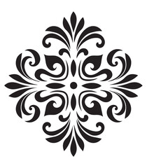 Ornamental round flower pattern isolated on white background. Black outline mandala. Geometric circular pattern. Vector illustration.