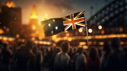 Happy Selebrating the spirit of Australia: a joyful Australia day with flags, kangaroos, and national pride in a festive and patriotic atmosphere. pride, joy, and a sense of unity.