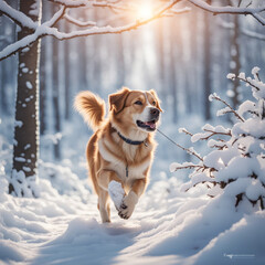 dog in the snow generative Ai