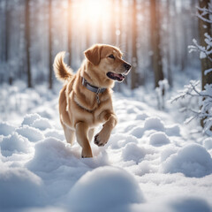 dog in the snow generative Ai
