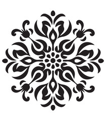 Ornamental round flower pattern isolated on white background. Black outline mandala. Geometric circular pattern. Vector illustration.
