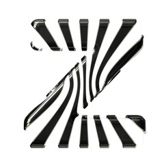 White symbol with black thin vertical straps. letter z