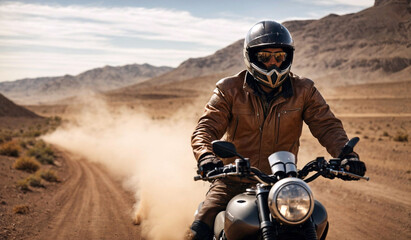 Fototapeta na wymiar Biker in the desert