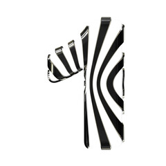 White symbol with black thin vertical straps. number 1