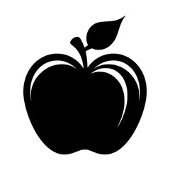Apple black silhouette graphic. Cartoon style. Vector illustration on white isolated background. Perfect for logos, shirts, web